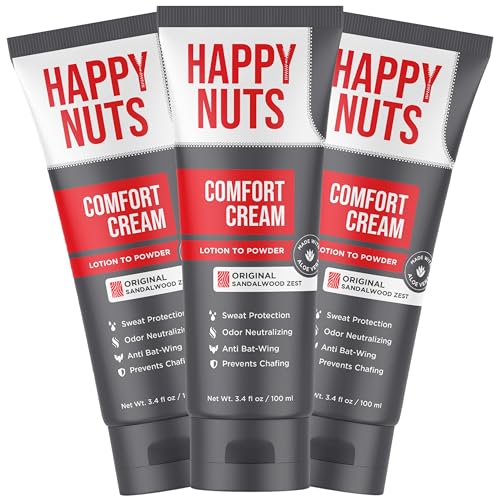 HAPPY NUTS Comfort Cream Deodorant For Men AntiChafing Sweat Defense Odor Control AluminumFree Mens Deodorant  Hygiene Products for Mens Private Parts 34 oz3 Pack Original